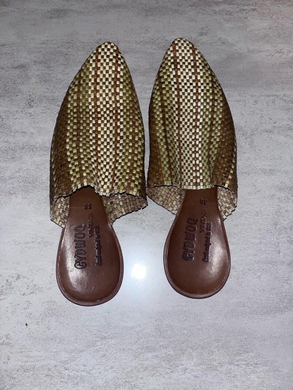 Cydwoq Orient Olive Brown Woven Slip-On Mule - Picture 2 of 9